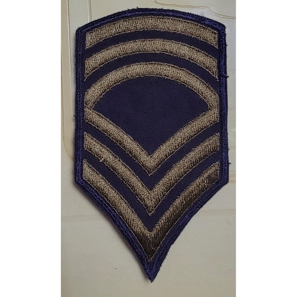 Vintage US Army Master Sergeant Rank Insignia Patch E-8 Blue/Green Sew On